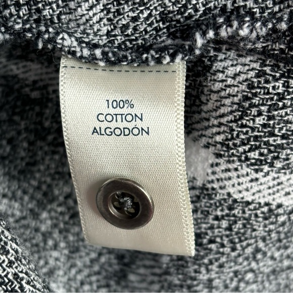 BKE from The Buckle Brushed Flannel Shirt Button Down Black White Eased Fit LRG - Picture 6 of 15